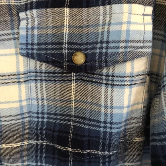 JACHS Girlfriend Blue Plaid Bea Western Button Down Flannel Top - Picture 3 of 10
